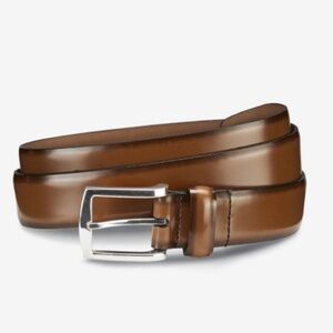 Allen Edmonds Midland Avenue Leather Dress Belt Walnut Brown Silver Buckle 42